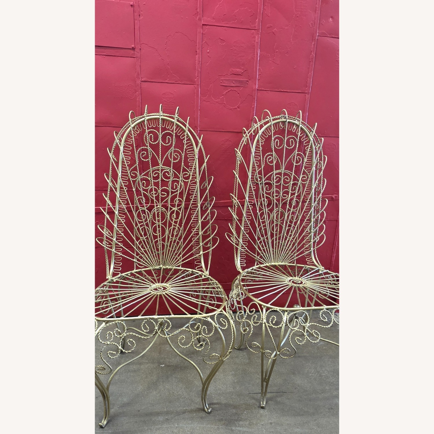 Vintage/Antique Gold Iron Accent Chairs - image-1