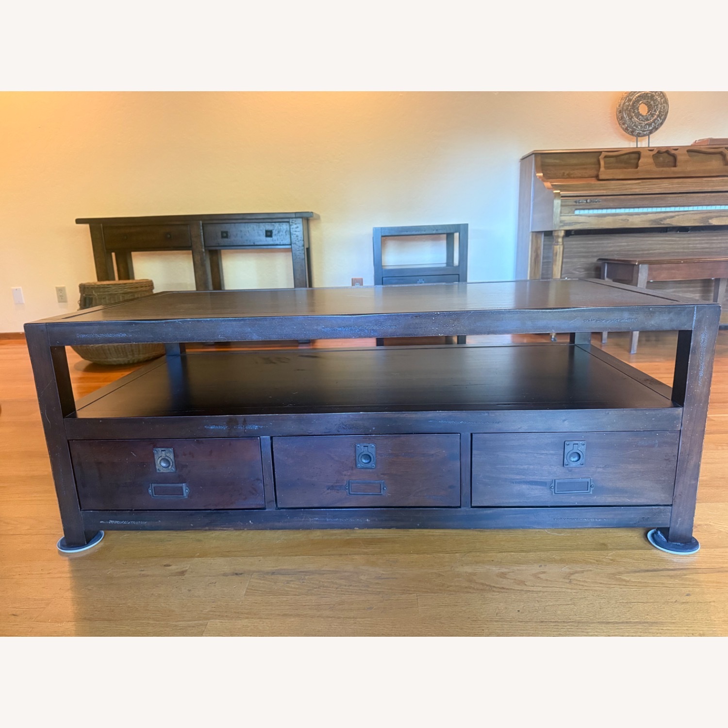 Pottery Barn Rhys Dark Brown Coffee Table - image-1