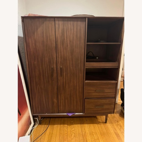 Used West Elm Mid Century Armoire - Hanging + Shelves for sale on AptDeco