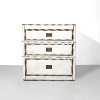 Restoration Hardware Marseilles White Leather Nightstands