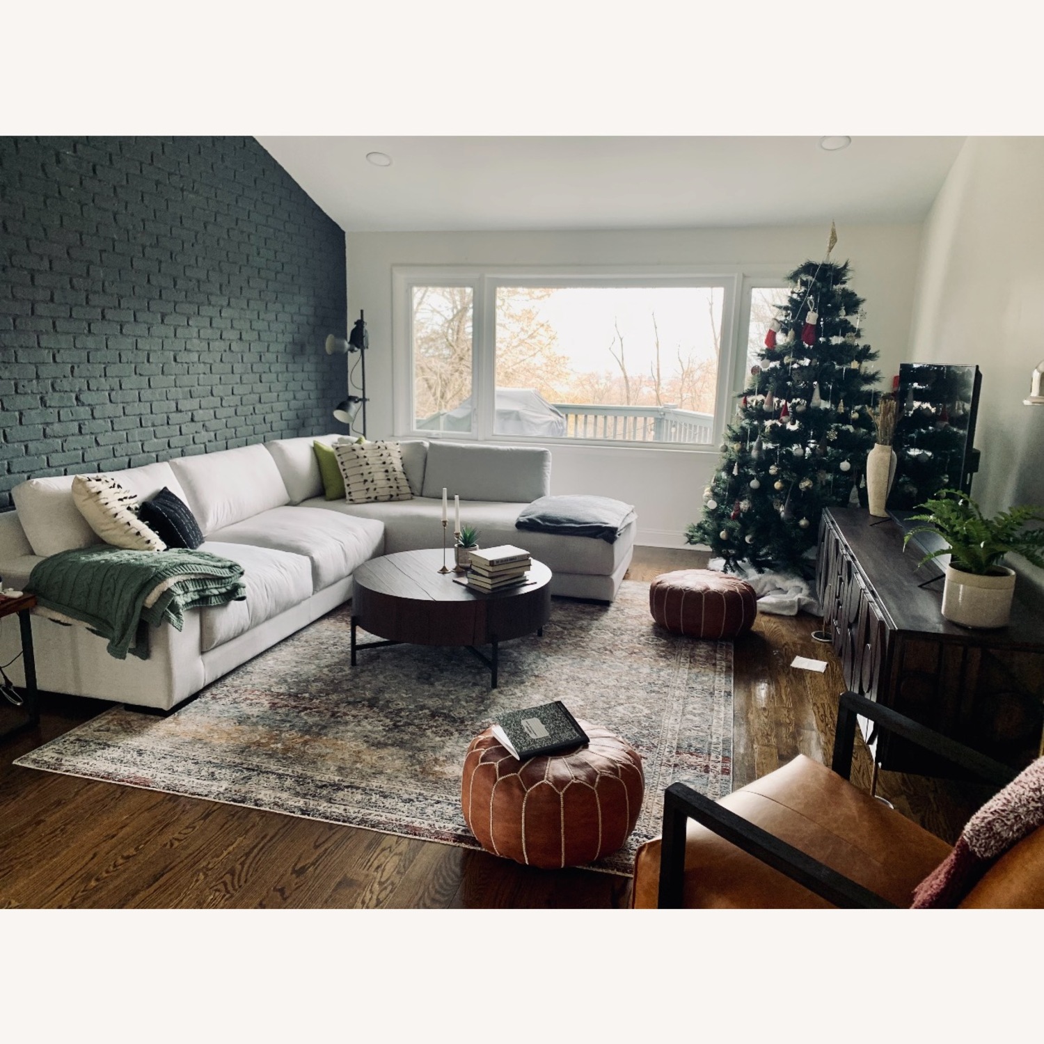 West Elm Dalton White Linen 2 Piece Sectional - image-1