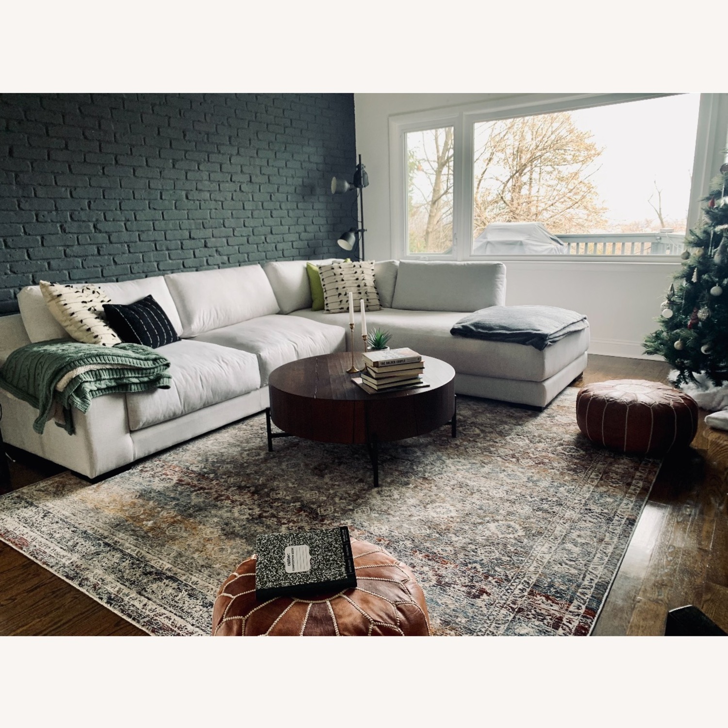 West Elm Dalton White Linen 2 Piece Sectional - image-2