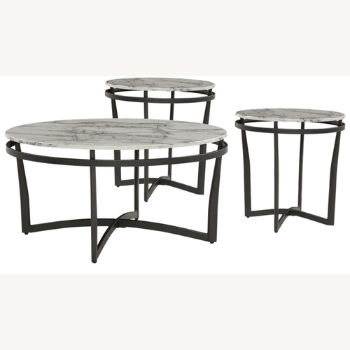 Used Rooms To Go Grasonville Dark Gray Metal Coffee Table Set for sale on AptDeco