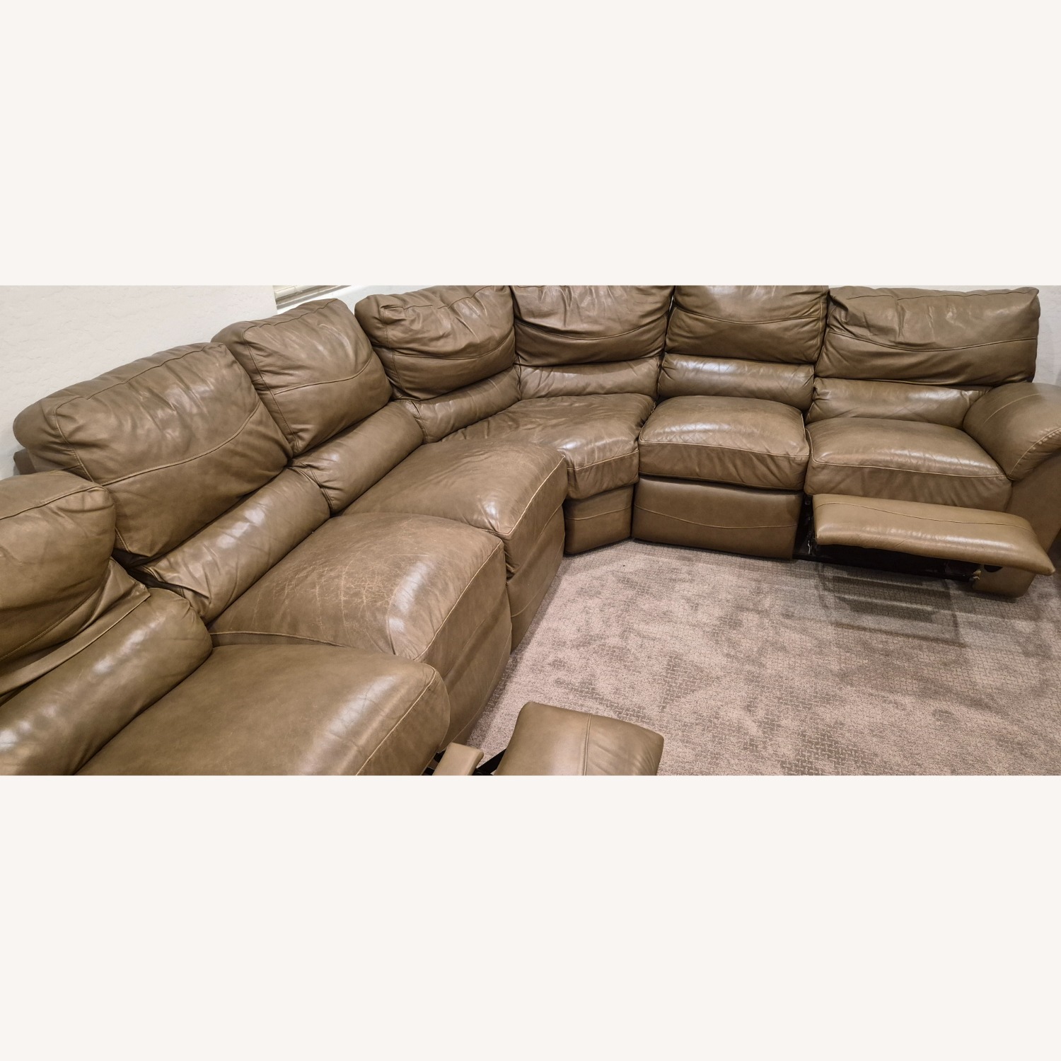 Lazboy Light Brown Leather 2 Piece Sectional - image-1