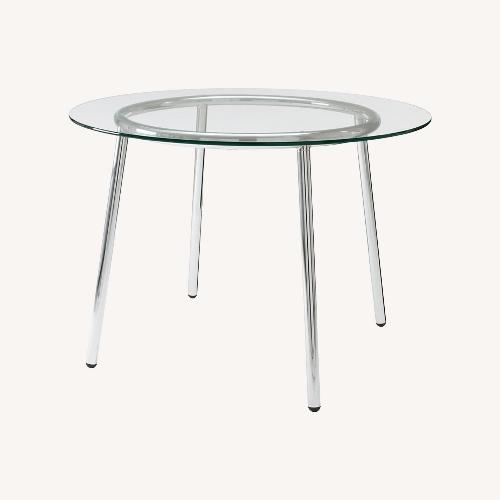 Used IKEA Salmy Round Glass Top Table for sale on AptDeco
