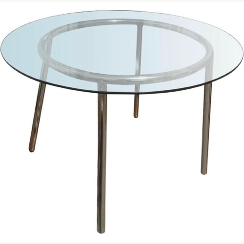 Used IKEA Salmy Round Glass Top Table for sale on AptDeco