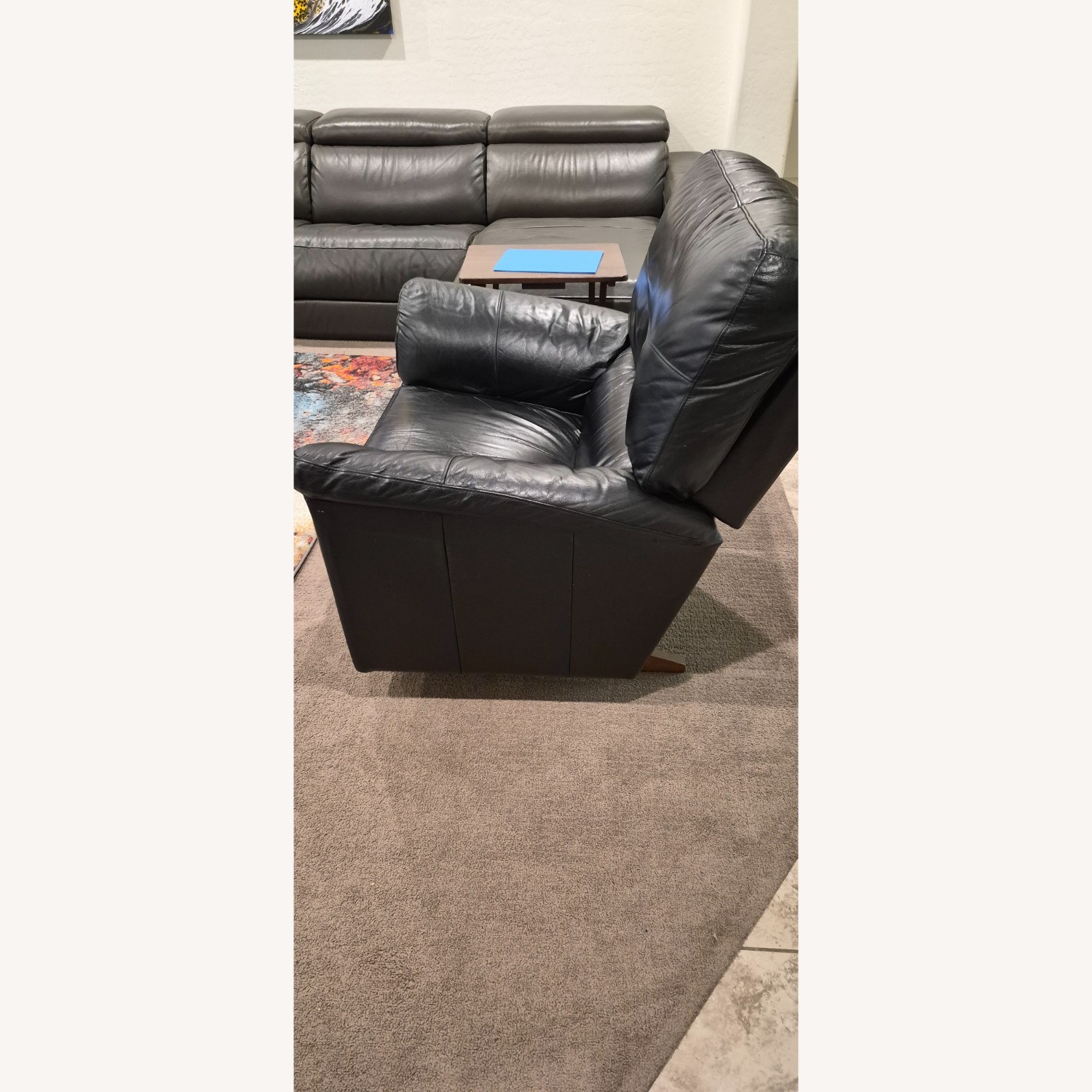 Lazboy Black Leather Armchair - image-1