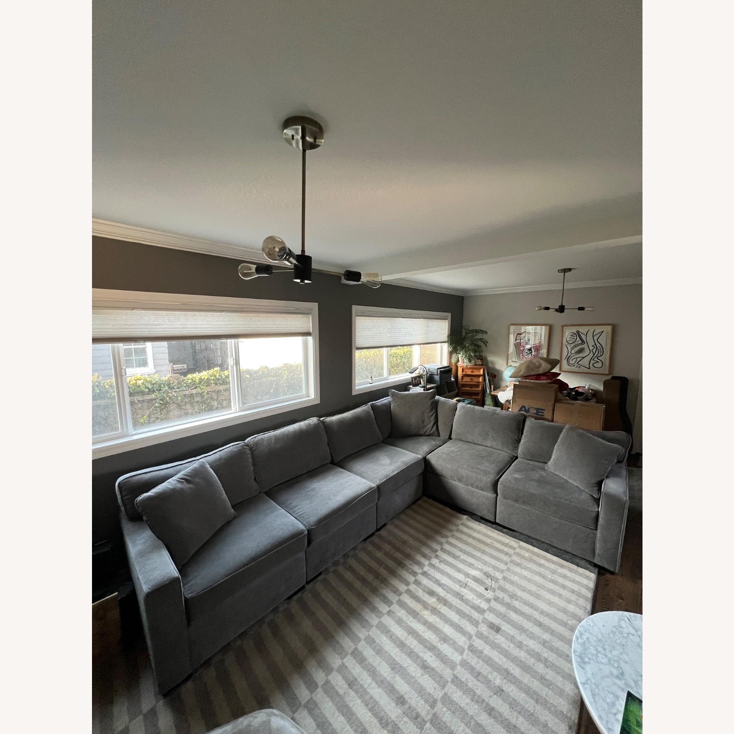 Macy's Radley Dark Gray Fabric 3+ Piece Sectional - image-1