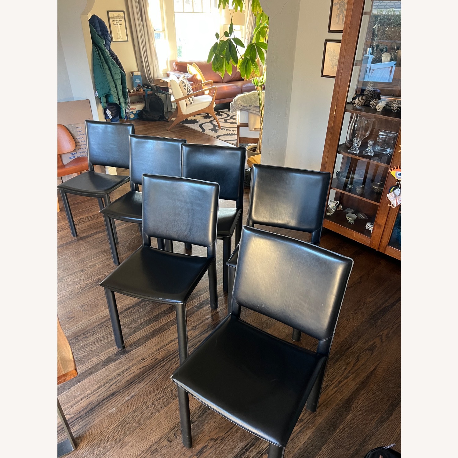 Room & Board Madrid Black Leather Dining Chairs - image-1