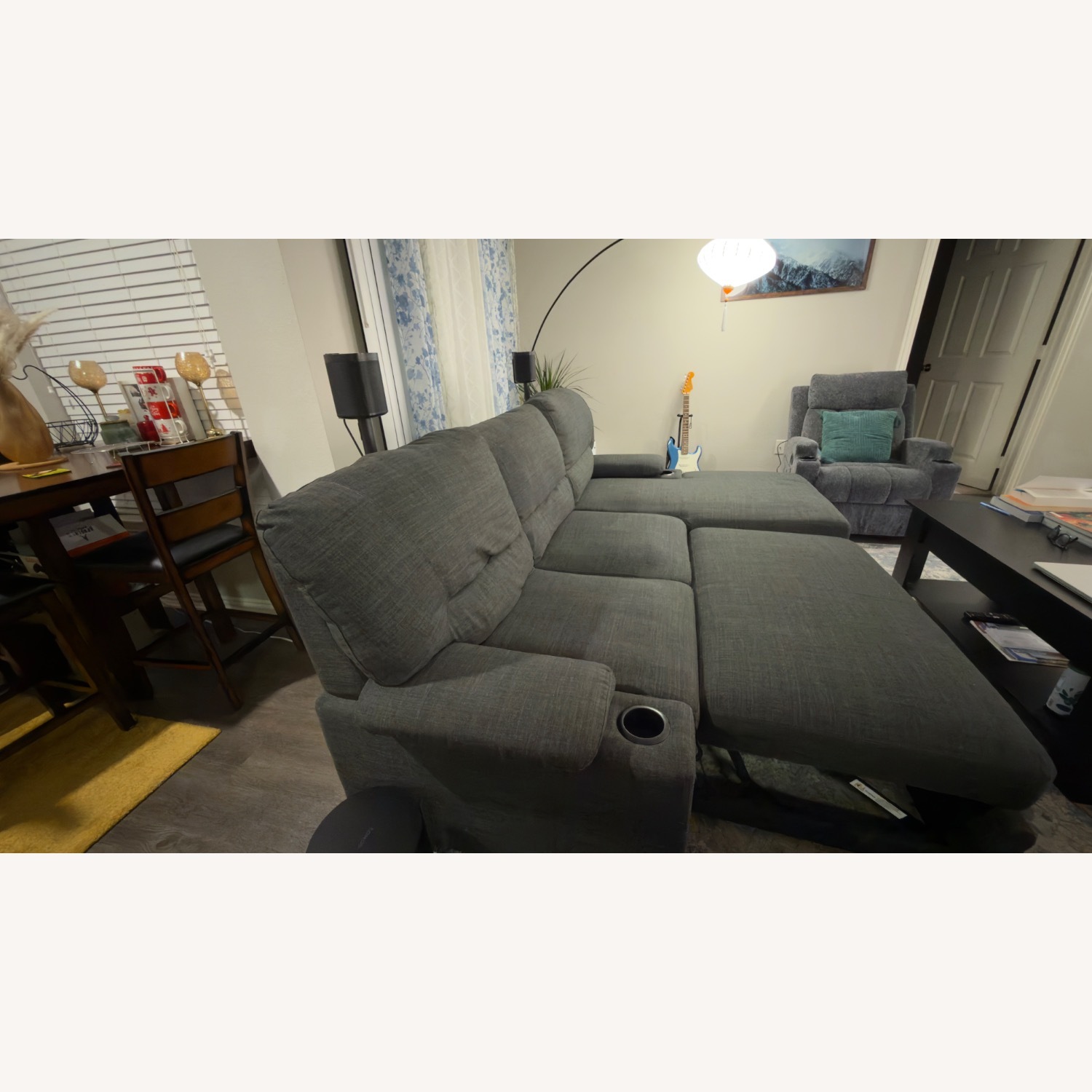 Gray Fabric Sectional with Chaise - image-2