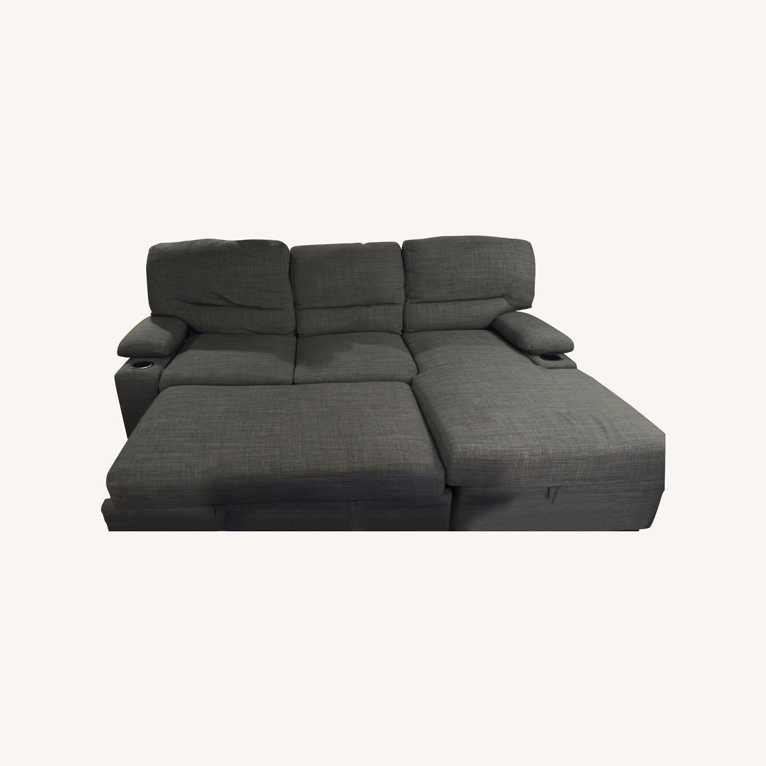 Gray Fabric Sectional with Chaise - image-0