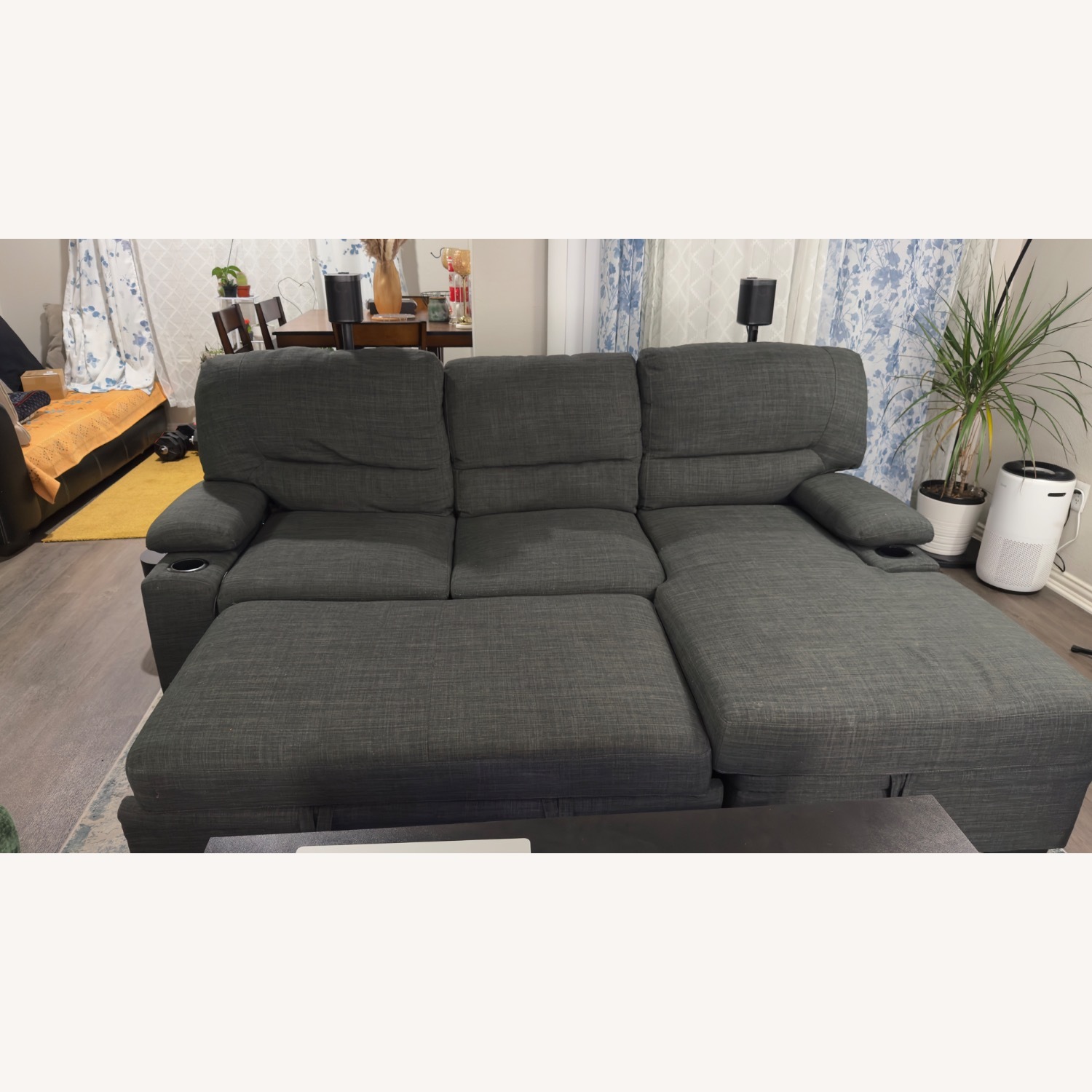 Gray Fabric Sectional with Chaise - image-3
