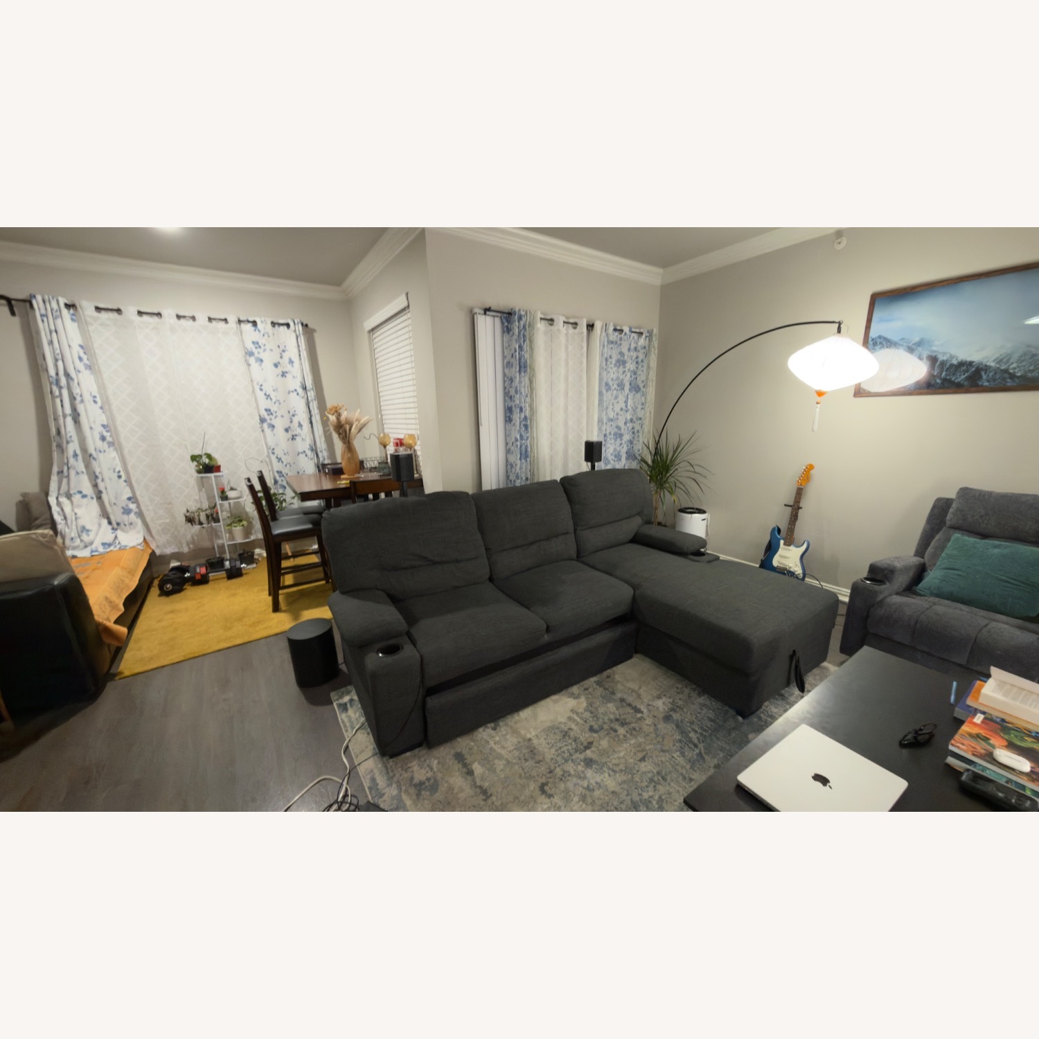 Gray Fabric Sectional with Chaise - image-1