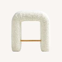 Crate & Barrel White Martini Boucle Backless Counter Stool