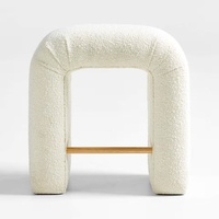 Crate & Barrel White Martini Boucle Backless Counter Stool