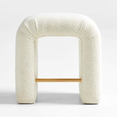Used Crate & Barrel White Martini Boucle Backless Counter Stool for sale on AptDeco
