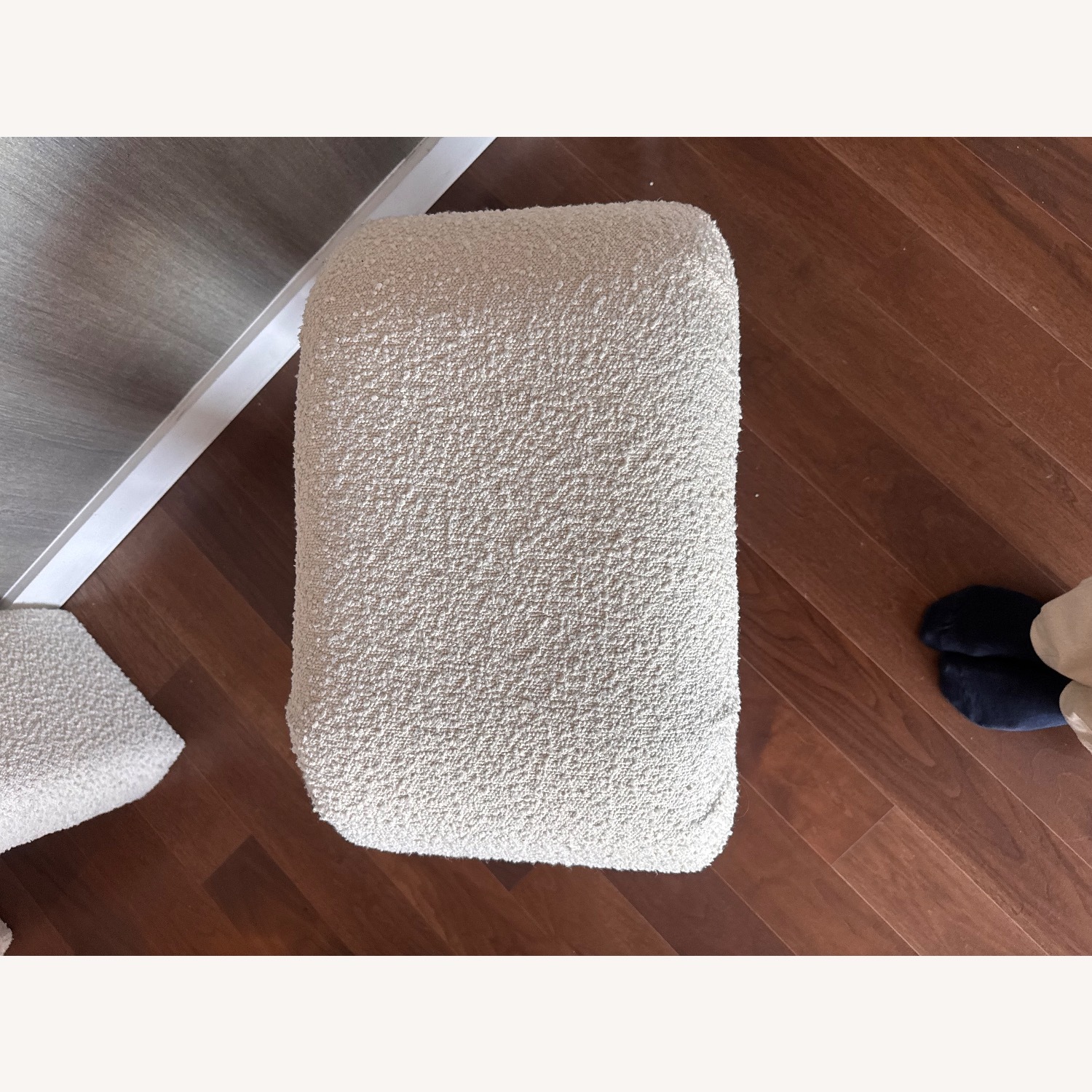 Crate & Barrel White Martini Boucle Backless Counter Stool - image-3