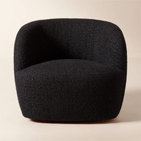CB2 Black Gwyneth Black Boucle Swivel Chair by Goop