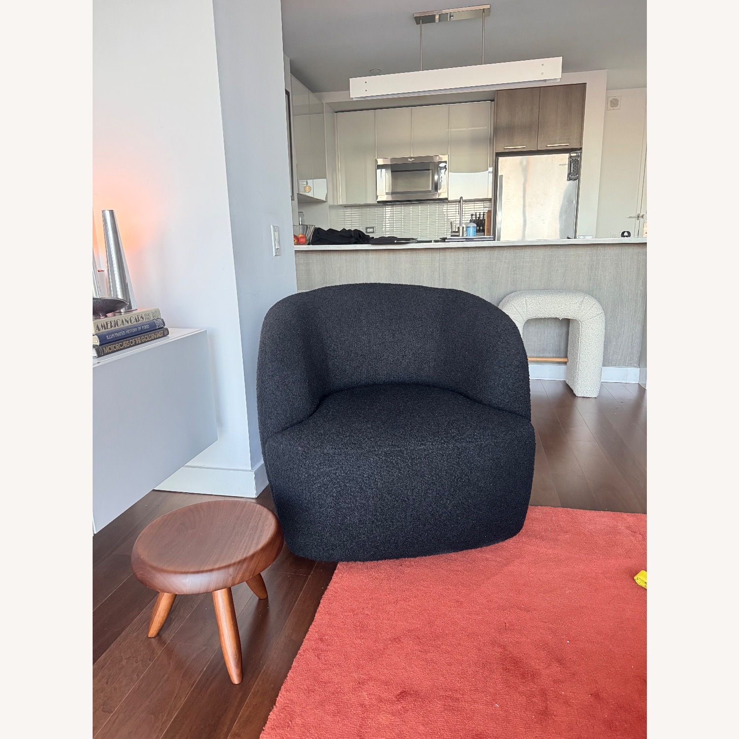 CB2 Black Gwyneth Black Boucle Swivel Chair by Goop - image-2