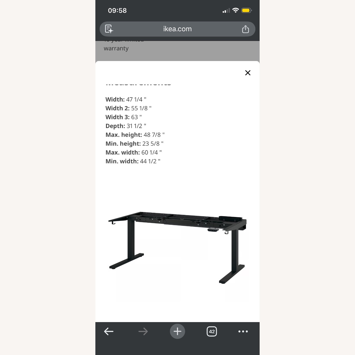 IKEA Mittzon Dark Brown Wood Veneer Desk - image-3