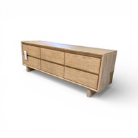 Low-Profile Wood 6-Drawer Media Console