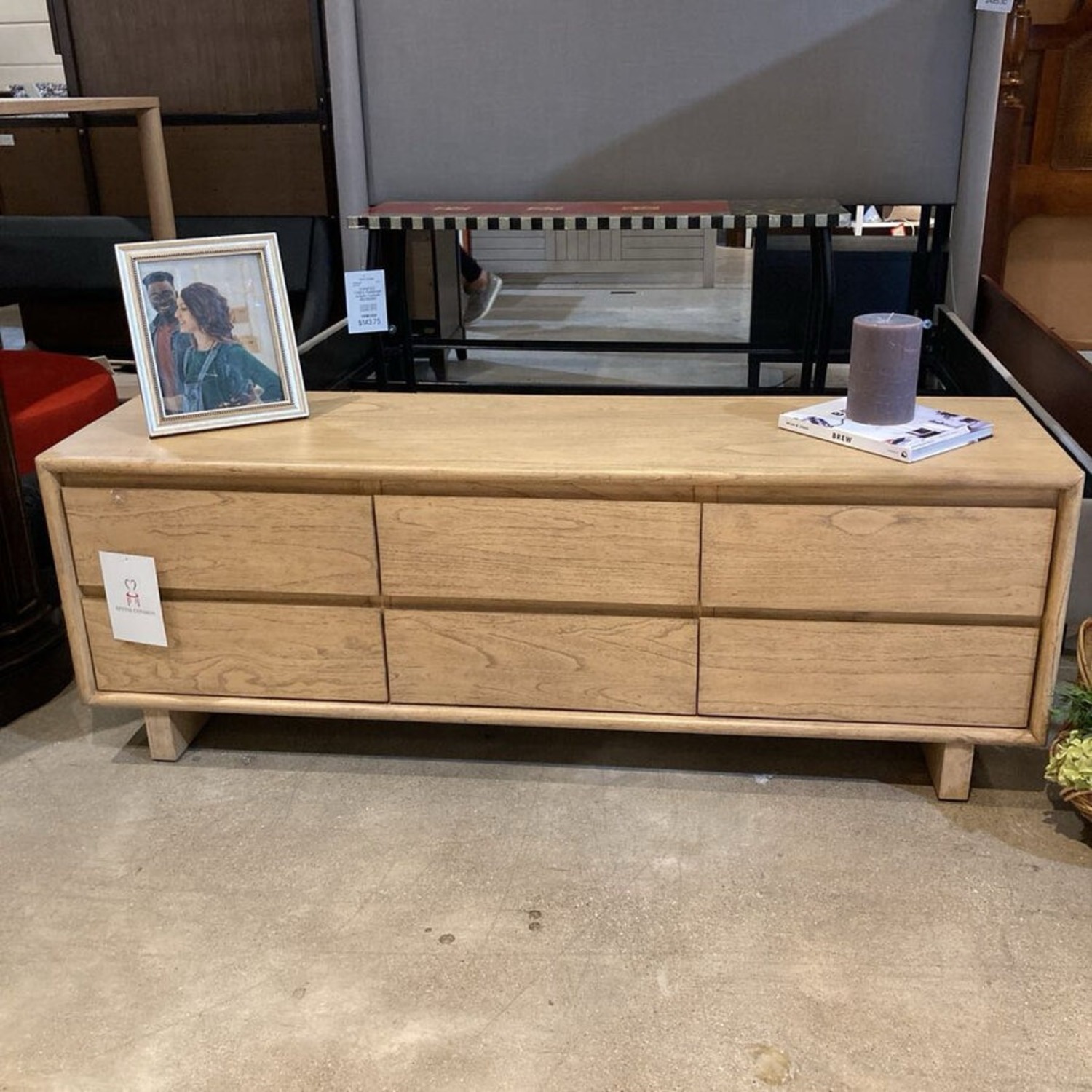 Low-Profile Wood 6-Drawer Media Console - image-2