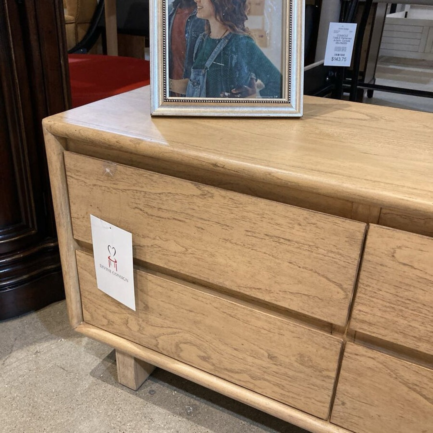 Low-Profile Wood 6-Drawer Media Console - image-4