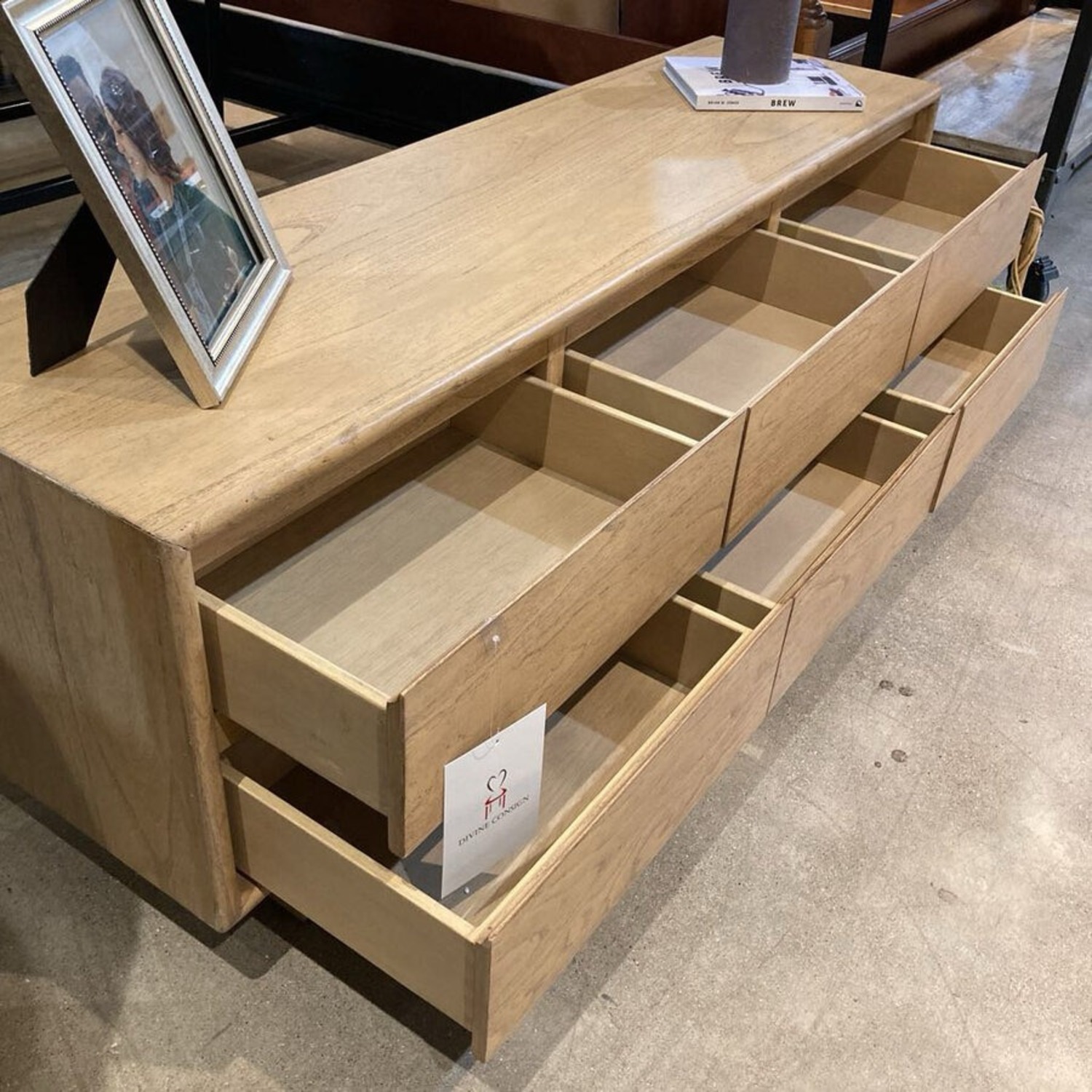 Low-Profile Wood 6-Drawer Media Console - image-5