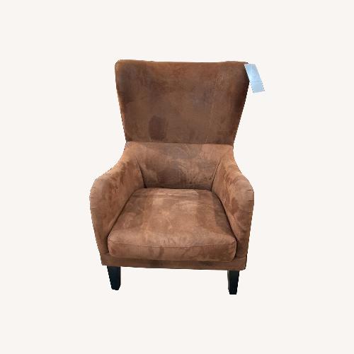 Used Contemporary Microfiber Wingback Club Chair Brown for sale on AptDeco