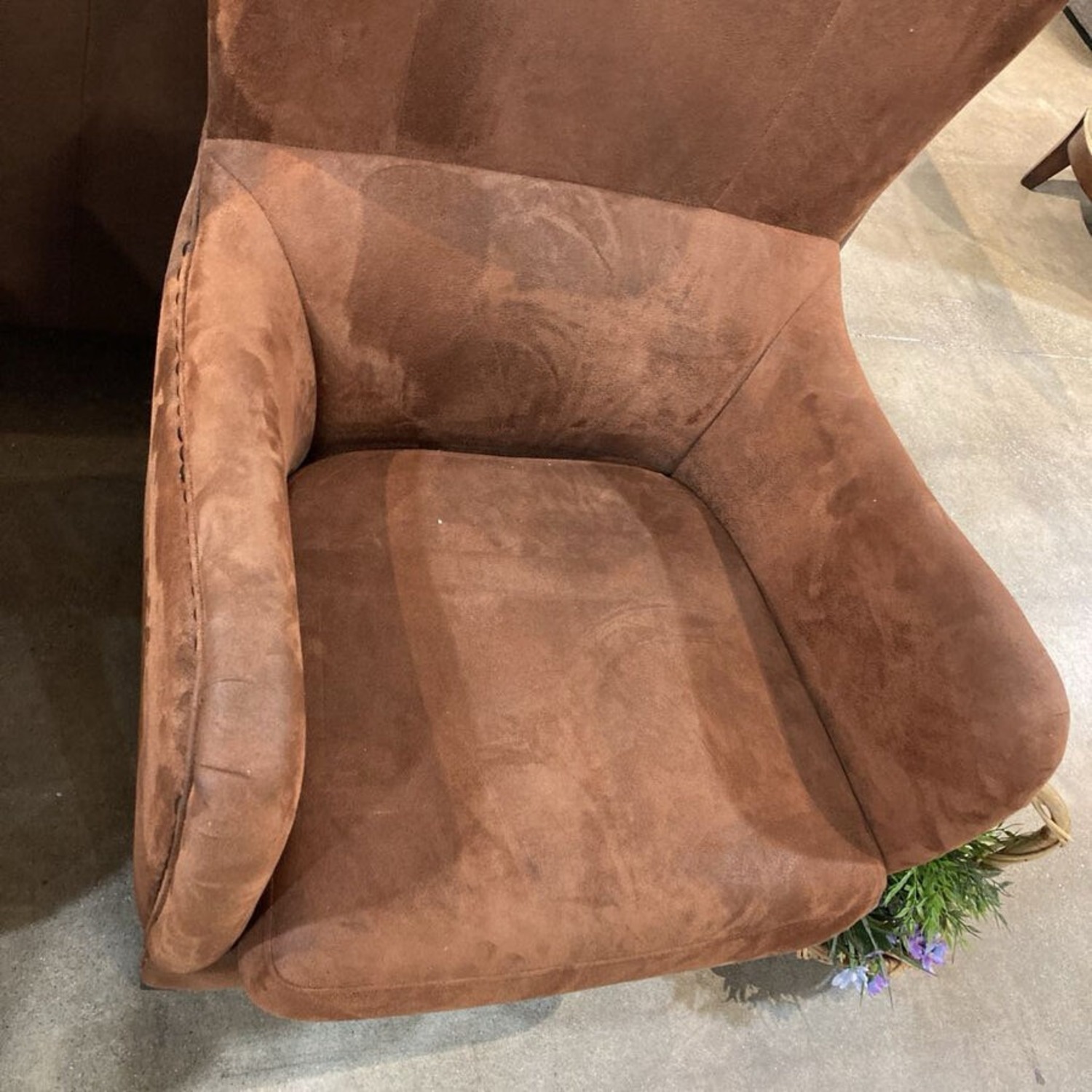 Contemporary Microfiber Wingback Club Chair Brown - image-4