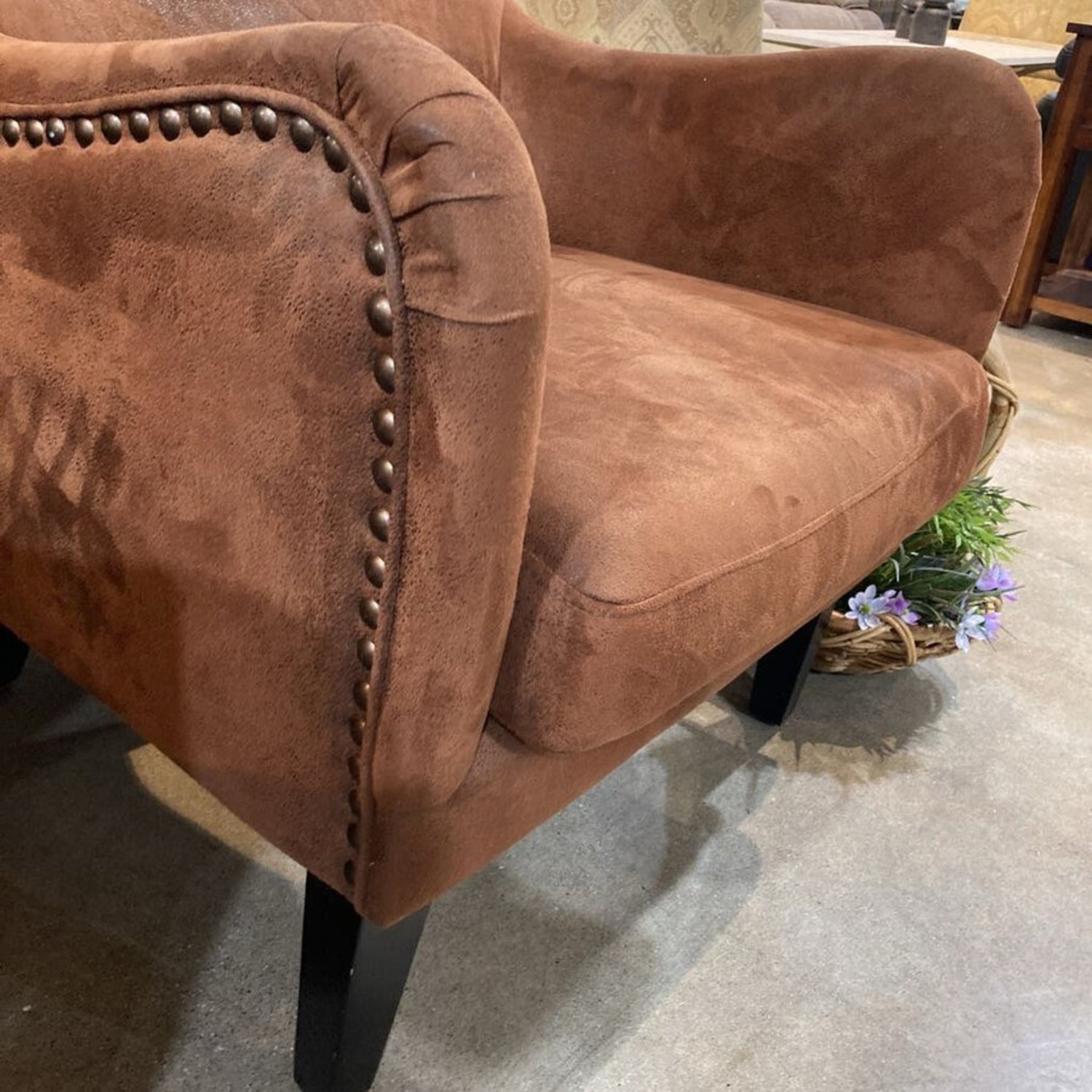 Contemporary Microfiber Wingback Club Chair Brown - image-6