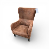 Contemporary Microfiber Wingback Club Chair Brown