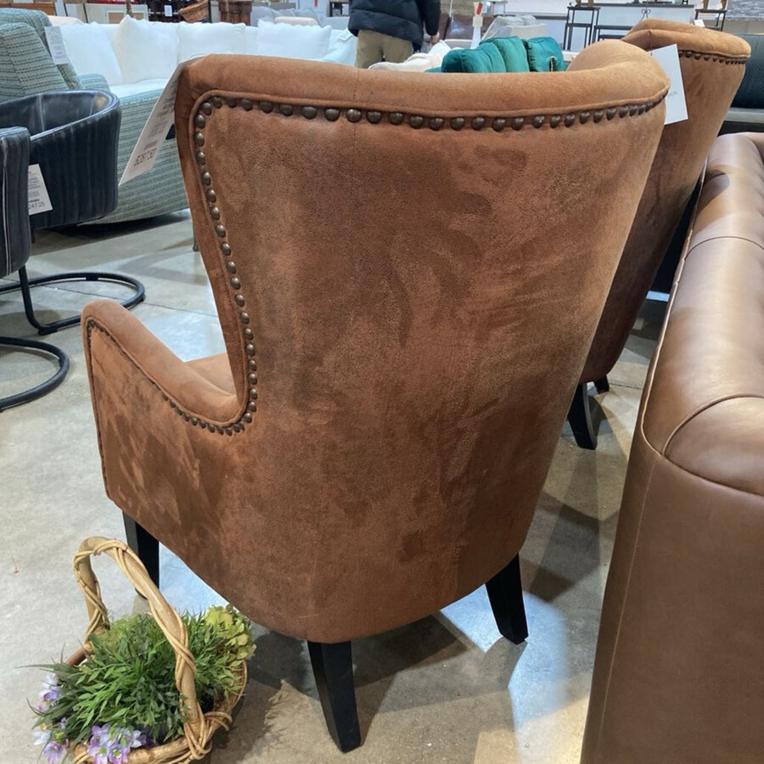 Contemporary Microfiber Wingback Club Chair Brown - image-10