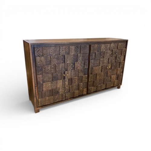 Used MCM Brutalist Carved Wood Four-Door Buffet for sale on AptDeco