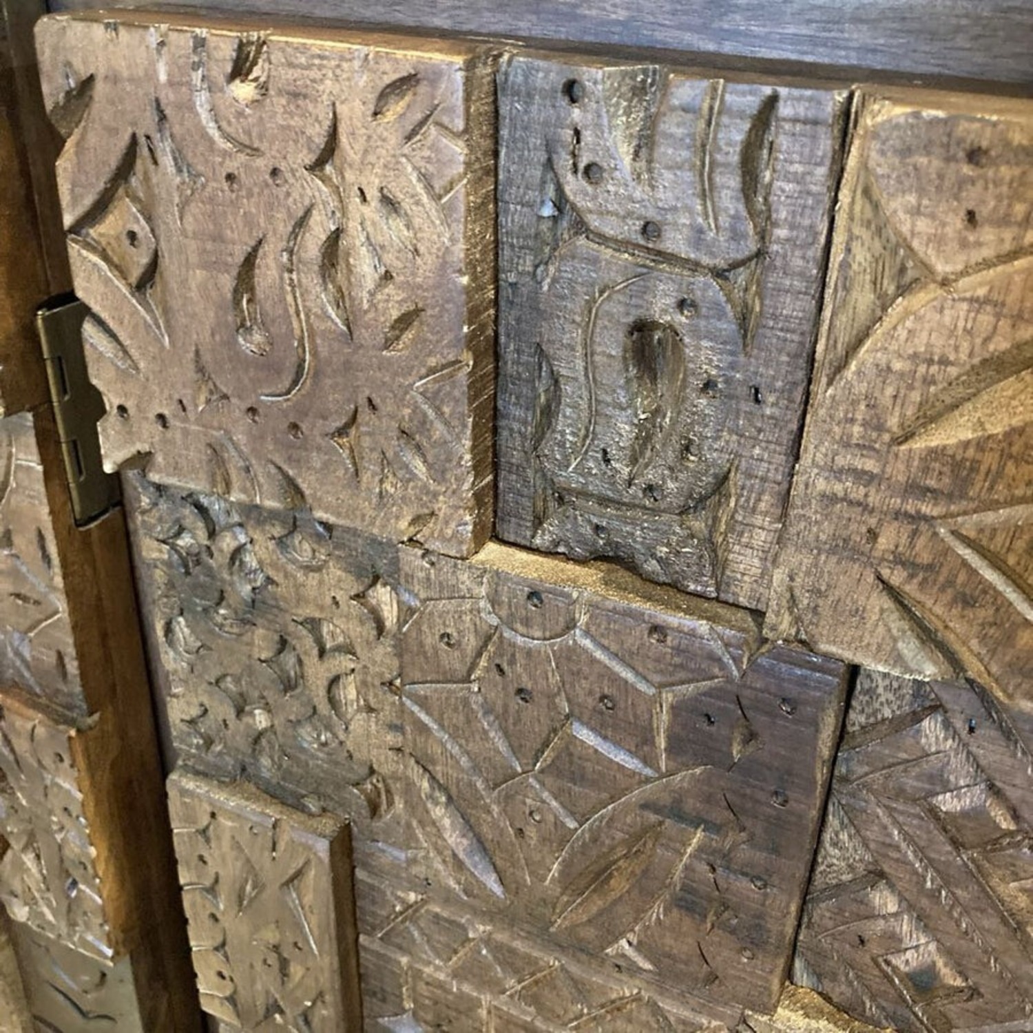 MCM Brutalist Carved Wood Four-Door Buffet - image-10