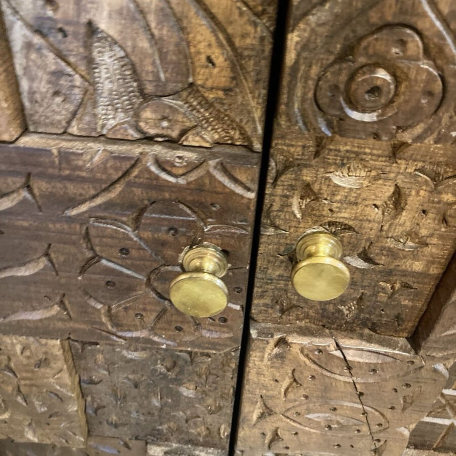 MCM Brutalist Carved Wood Four-Door Buffet - image-9