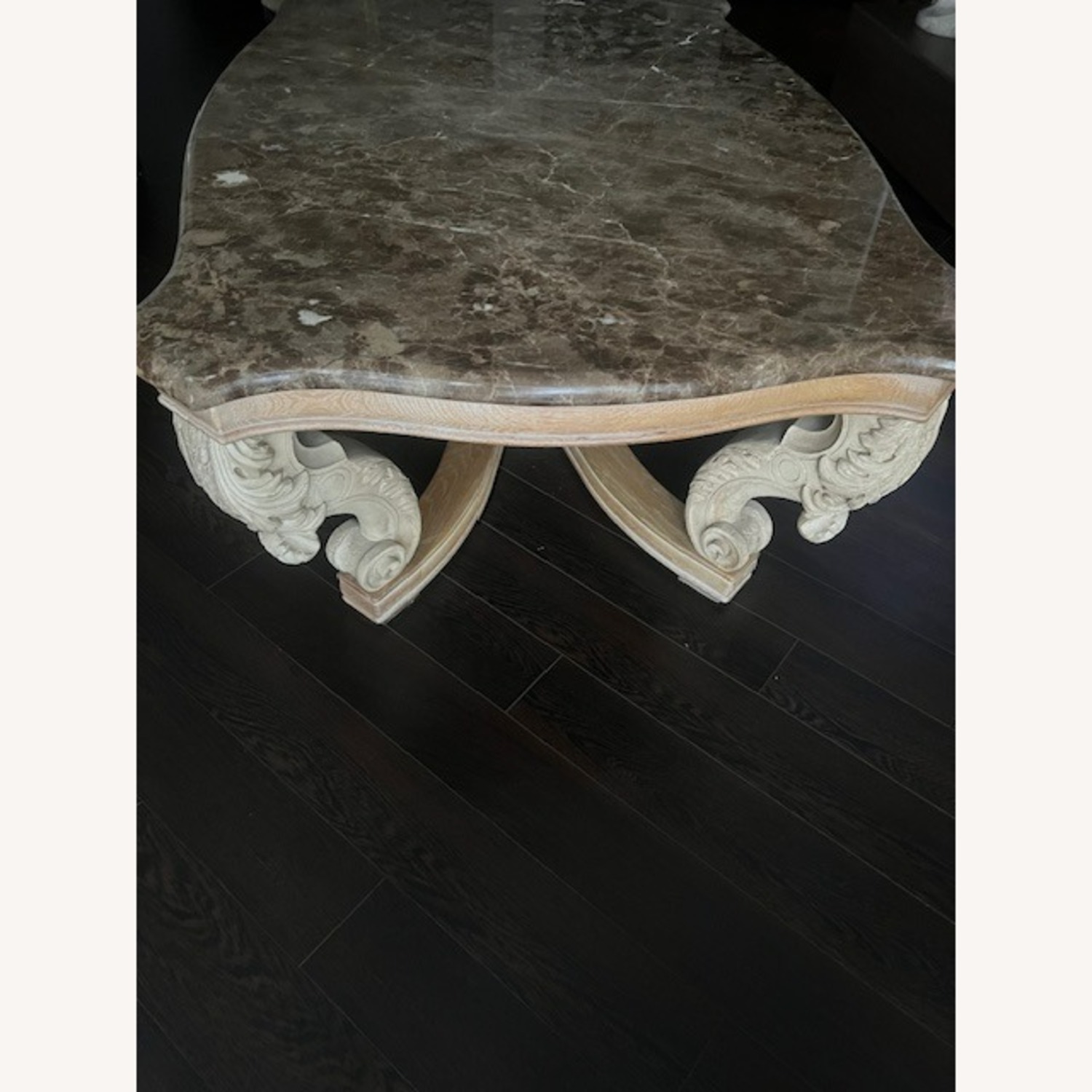 Henredon Marble Coffee Table  Wood Base  - image-1