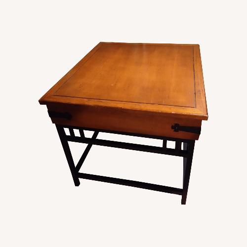 Used Versatile Wood Table w Metal Details for sale on AptDeco