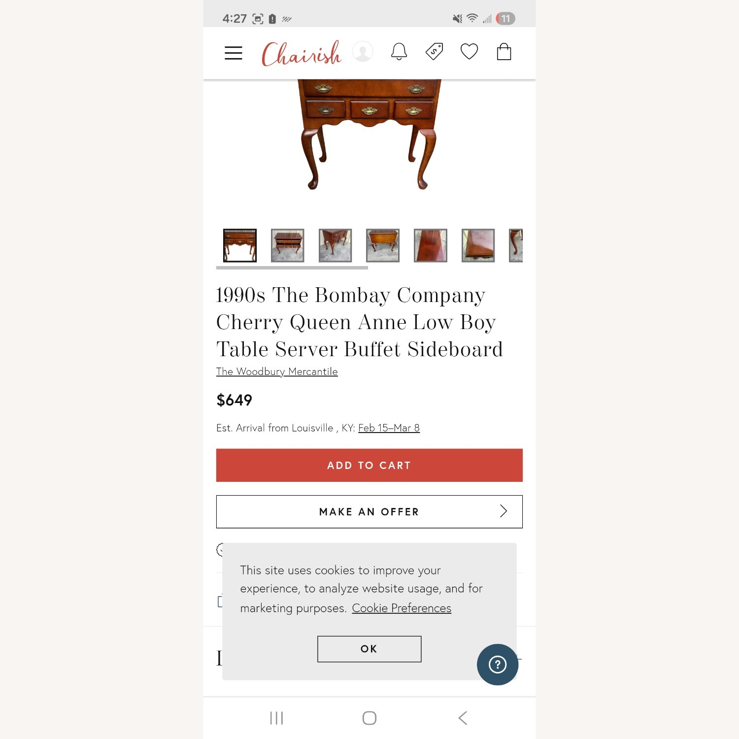 The Bombay Company Dark Brown Wood Sideboard - image-5