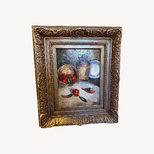 Used Original Oil Still Life Painting Peppers Basket for sale on AptDeco