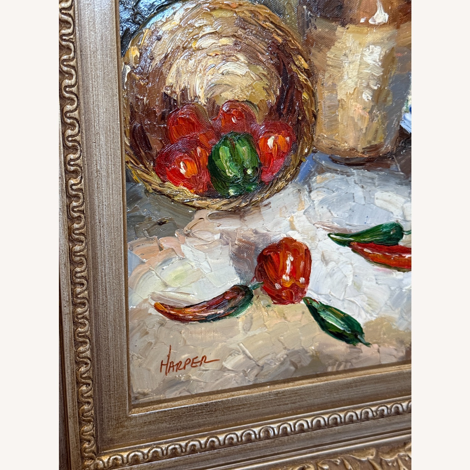 Original Oil Still Life Painting Peppers Basket - image-5