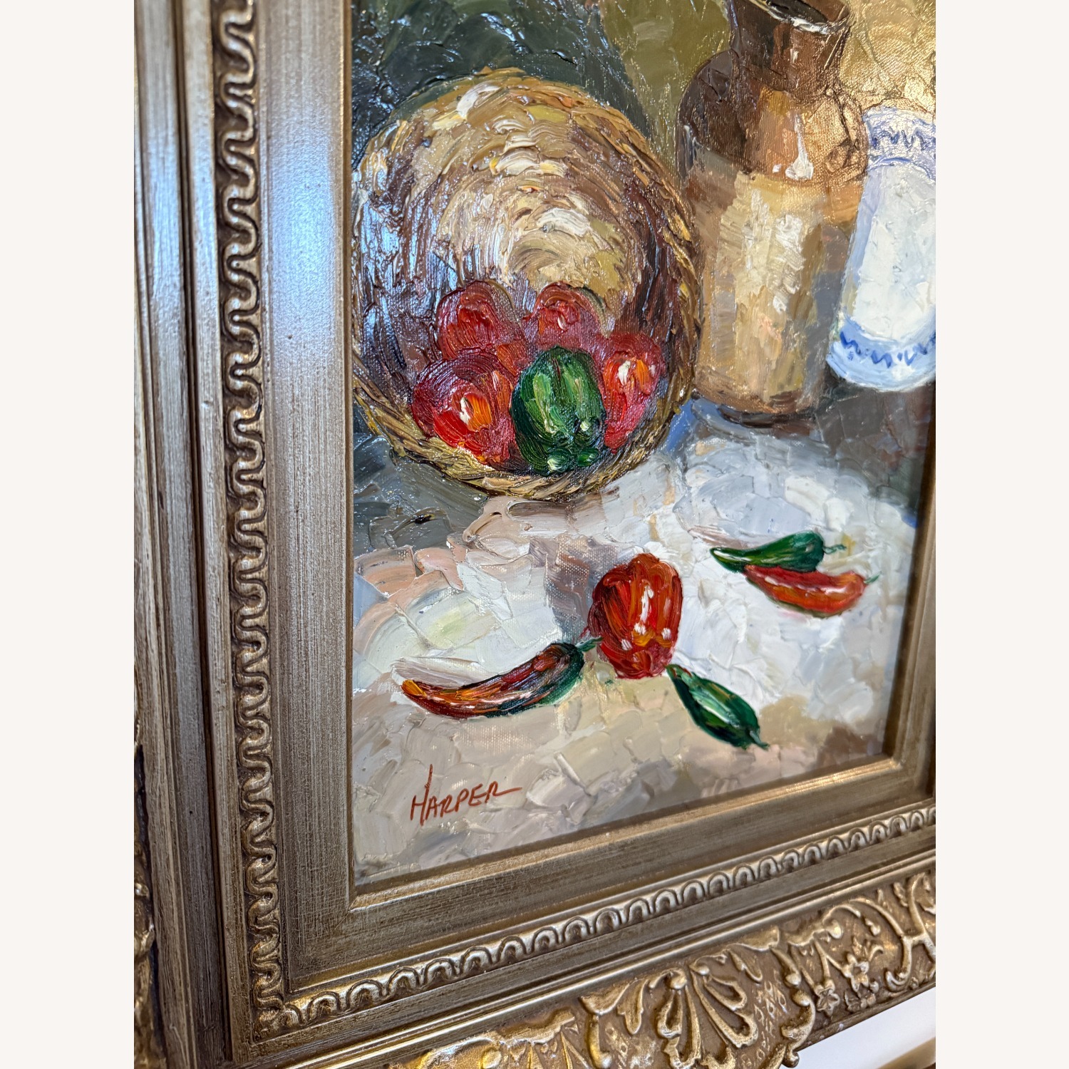 Original Oil Still Life Painting Peppers Basket - image-11