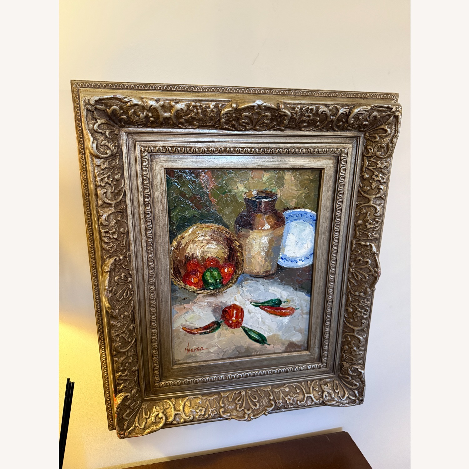 Original Oil Still Life Painting Peppers Basket - image-12