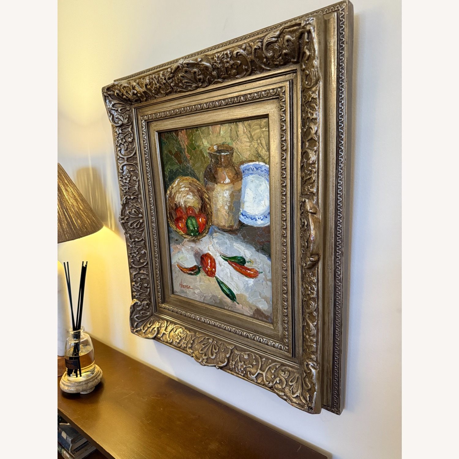 Original Oil Still Life Painting Peppers Basket - image-3