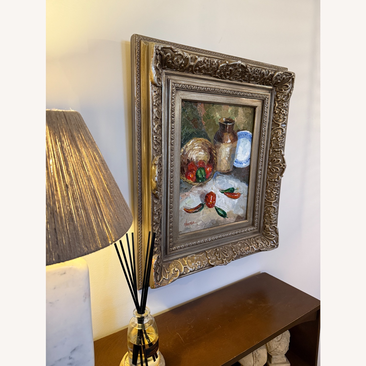 Original Oil Still Life Painting Peppers Basket - image-4