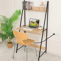 2-Tier Ladder Computer Desk with Storage Bookshelf
