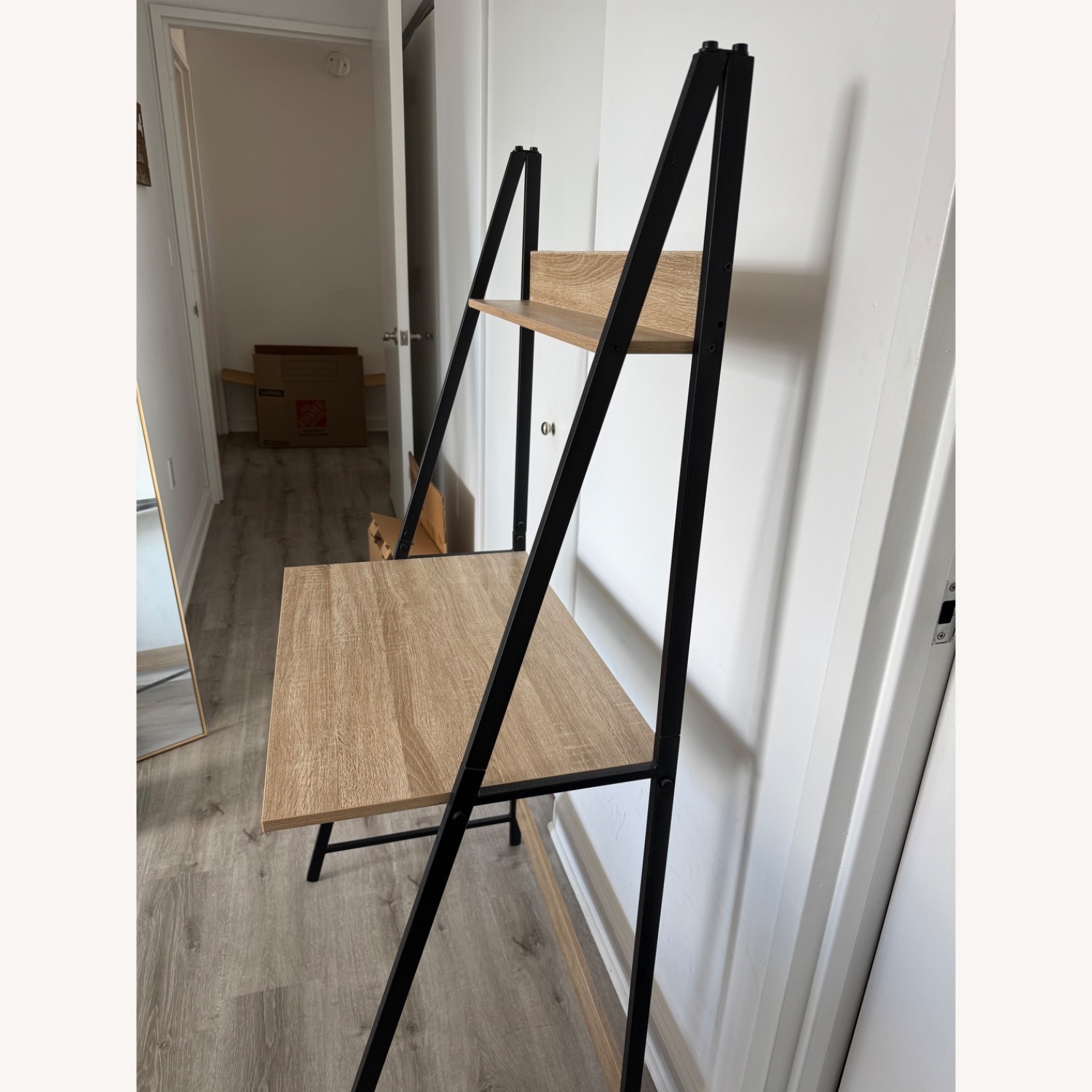 2-Tier Ladder Computer Desk with Storage Bookshelf - image-2