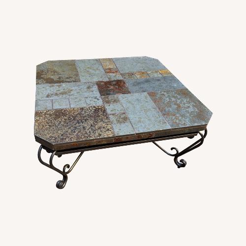 Used Stone and Metal Coffee Table for sale on AptDeco