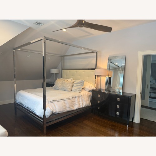 Used Bernhardt Safavieh White Stainless Steel King Bed for sale on AptDeco