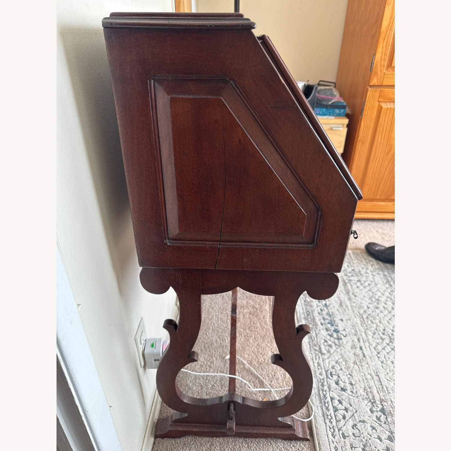 Vintage/Antique Dark Brown Wood Desk - image-2